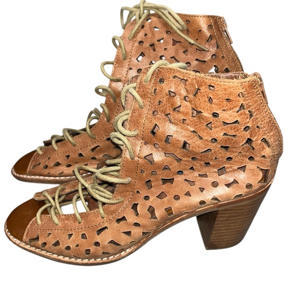 Jeffrey Campbell Brown Leather Cors-Daisy Lace Up Booties Sandals Shoes size 8 - Picture 6 of 14